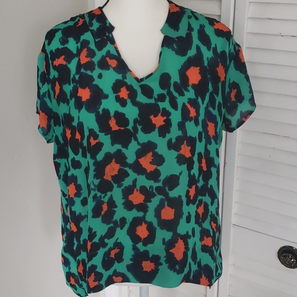 CAbi "RITA" Green/Black/Orange Short Sleev… - Picture 4 of 10